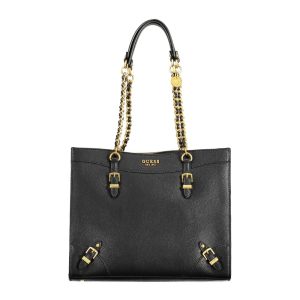 Black Polyurethane Women Handbag