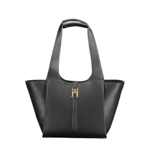 Black Polyurethane Women Handbag