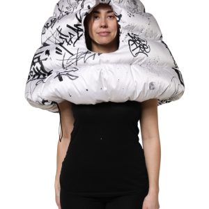 White Polyester Printed Hood Quilted Hat