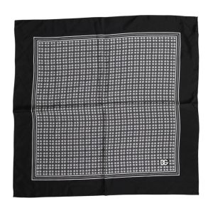 Black White Patterned Square Foulard Scarf