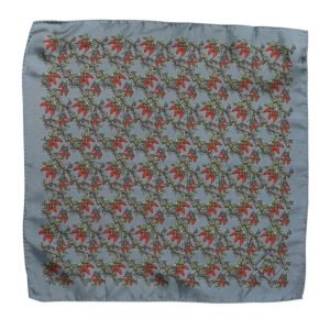 Gray Chilis Silk Square Men Foulard Scarf