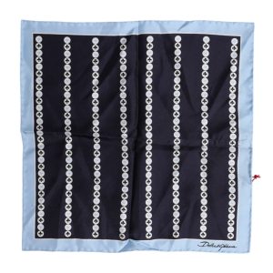 Blue Printed Silk Square Men Foulard Scarf