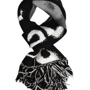 Black Logo Neck Warmer Wrap Men Shawl Scarf