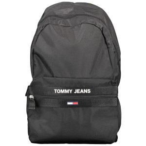 Black Recycled Polyester Men Backpack