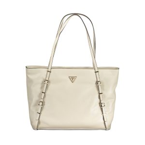 Beige Polyurethane Women Handbag