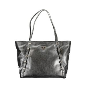 Black Polyurethane Women Handbag
