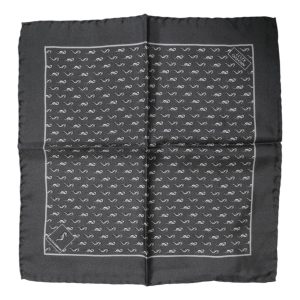 Black Fish Print Silk Square Men Foulard Scarf