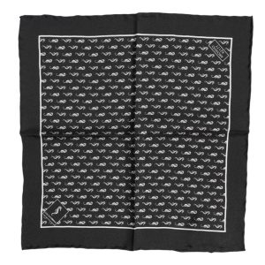 Black Sea Horse Silk Square Men Foulard Scarf