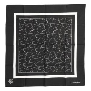 Black White Printed Square Men Foulard Scarf