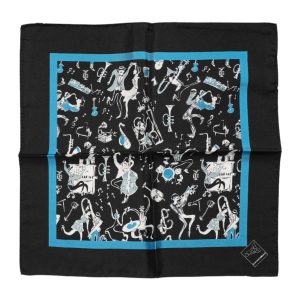 Black Jazz Club Silk Square Men Foulard Scarf