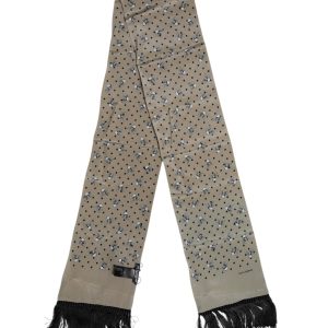 Gray Skulls Silk Fringes Men Foulard Scarf