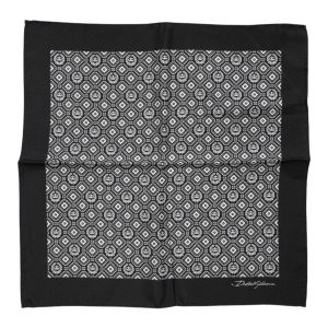 Black White Patterned Square Foulard Scarf