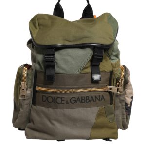 Military Green Patchwork Rucksack Backpack Bag
