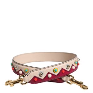 Beige Red Leather Handbag Accessory Shoulder Strap