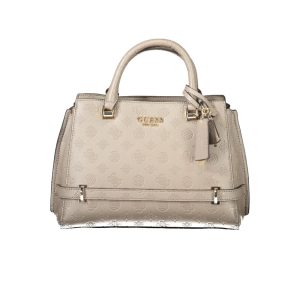 Beige Polyurethane Women Handbag