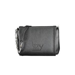 Black Polyurethane Women's Shoulder Bag
