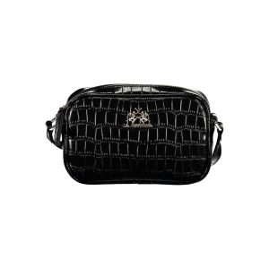 Black Polyurethane Women Shoulder Bag