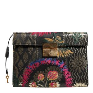 Multicolor Jacquard Floral Document Briefcase Bag