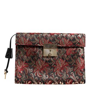 Multicolor Jacquard Floral Document Briefcase Bag