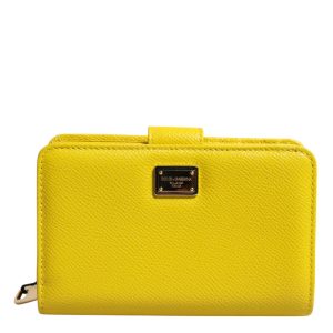 Yellow Leather Bifold Continental Clutch Wallet