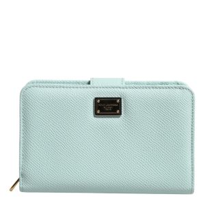 Mint Green Leather Bifold Continental Clutch Wallet