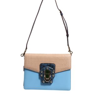 Blue Beige Exotic Leather LUCIA Crossbody Bag