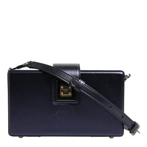 Blue DG BOX Lambskin Leather Crossbody Strap Bag