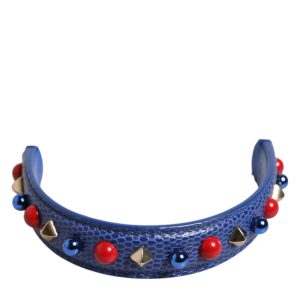 Blue Embellished Leather Bag Handle Women Shoulder Strap