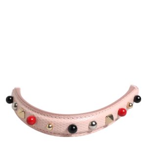 Light Pink Embellished Leather Bag Handle  Shoulder Strap