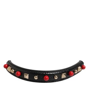 Black Embellished Leather Bag Handle Women Shoulder Strap