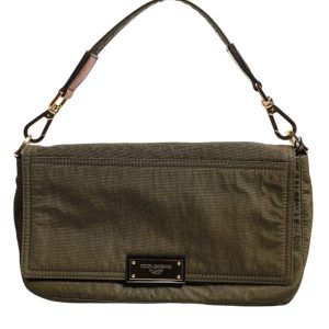 Dark Green Nylon Logo Plaque Shoulder Strap Borse Bag