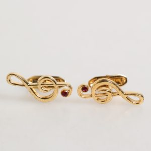 Gold Musical Note Metal Brass Pin Men Accessory Cufflinks