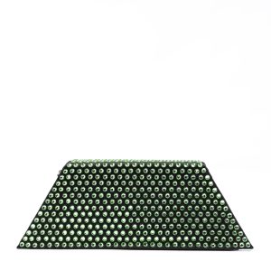 Mini Black Satin And Green Crystals Shoulder Bag