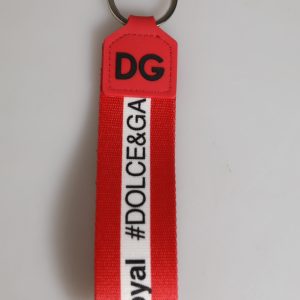 Red Logo Polyester Silver Brass Holder Keychain Keyring