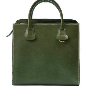 Green Leather Tote Bag