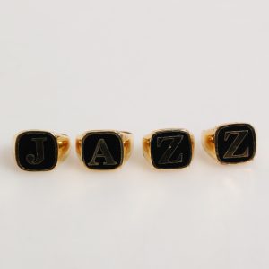Gold Tone Brass JAZZ Letter Set 4 Pieces Adjustable Ring