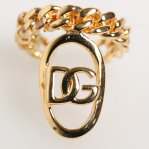 Gold Tone Brass Oval DG Logo Chain Adjustable Ring