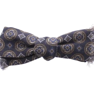 Blue Silk Baroque Fantasi Tied Bow Tie Papillon