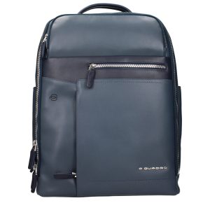 Blue Leather Backpack