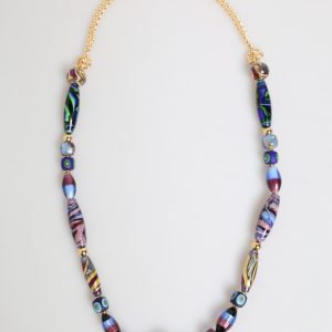Multicolor Murano Glass Beads Gold Brass Chain Jewelry Necklace