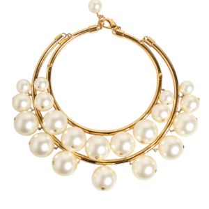 Gold Brass Faux Pearl Crystal Statement Luxury Jewelry Necklace