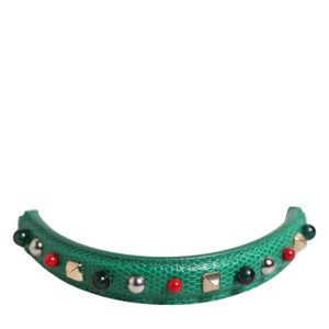 Green Embellished Leather Bag Handle Women Shoulder Strap