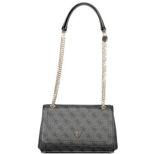 Black Polyurethane Women Handbag