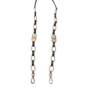 Black Leather Gold Chain Bag Accessory Shoulder Strap