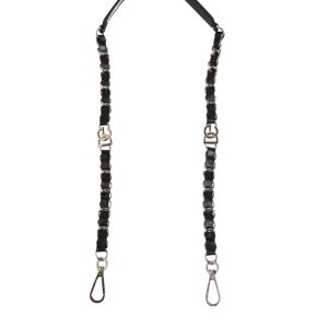 Black Leather Silver Chain Bag Accessory Shoulder Strap