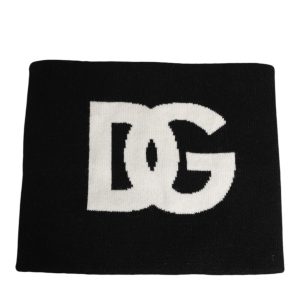 Black D&G Logo Cashmere Knitted Men One Size Scarf