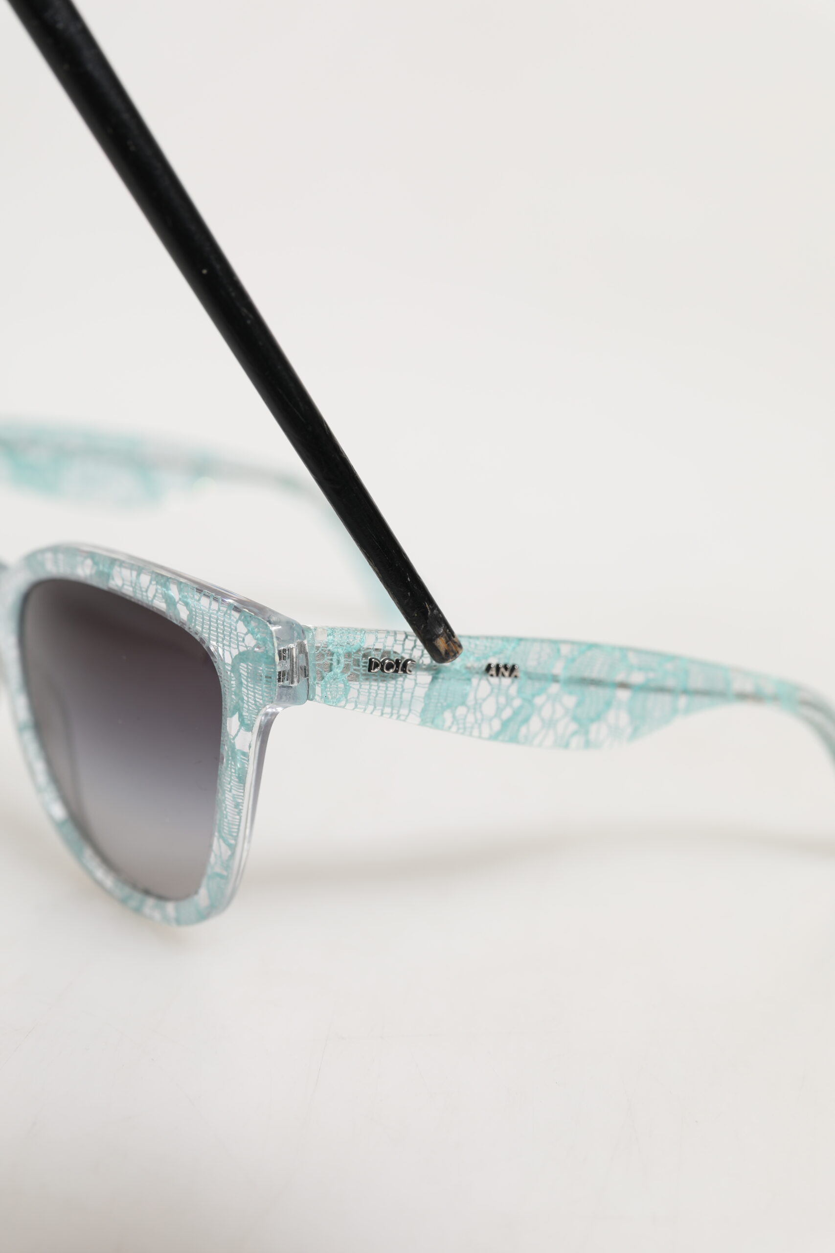 DG4190 Blue Lace Acetate Rectangle Shades Sunglasses - Image 3