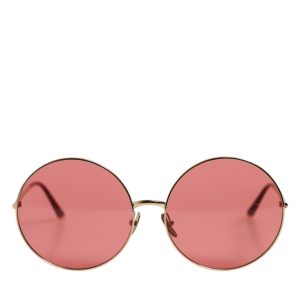 Pink Gold Metal Round Shades Eyewear Sunglasses
