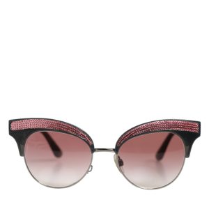 Black Pink Mirrored Cat Eye Sequined Sunglasses