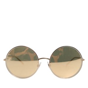 Gold Metal Round Shades Eyewear Sunglasses